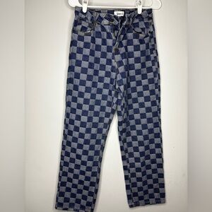 Women’s Checkerboard Blue Denim Jeans